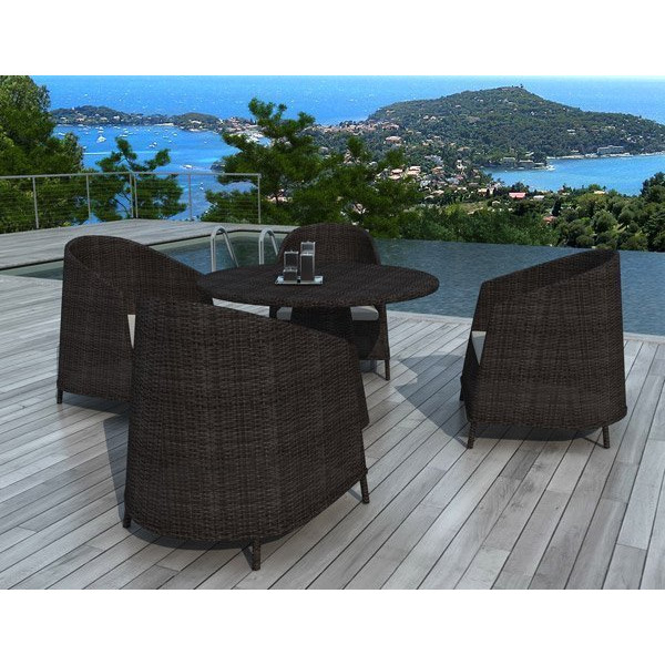 Ensemble de jardin table et chaises chocolat - 2