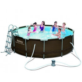 Piscine hors sol tubulaire ronde imitation tressé avec filtre à cartouche