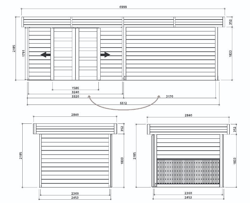 Abri Arhus Solid dimensions