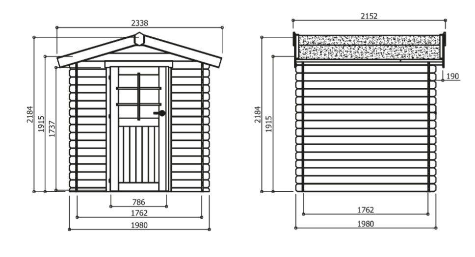 Dimensions abri jardin en bois Essen