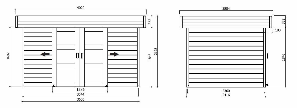 Dimensions abri jardin en bois Stockholm