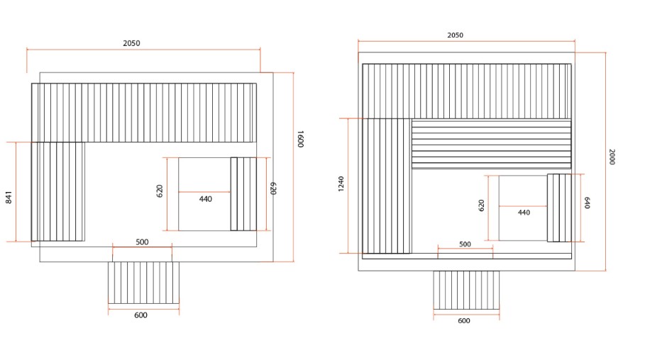Sauna extérieur Gaïa Bella Omega plan