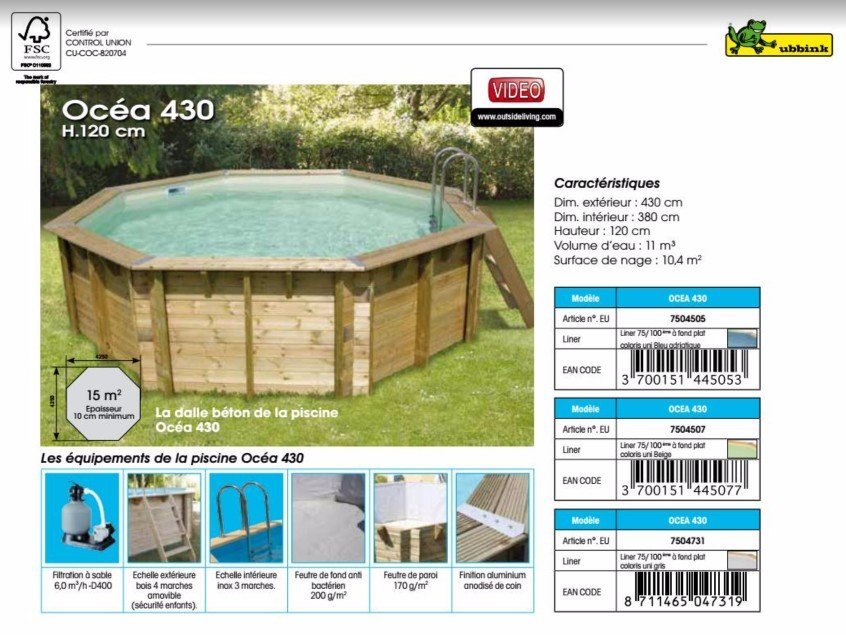 piscine bois Océa 430