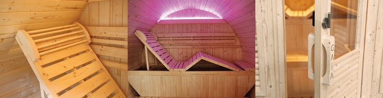 Sauna extérieur Gaïa aménagement intérieur