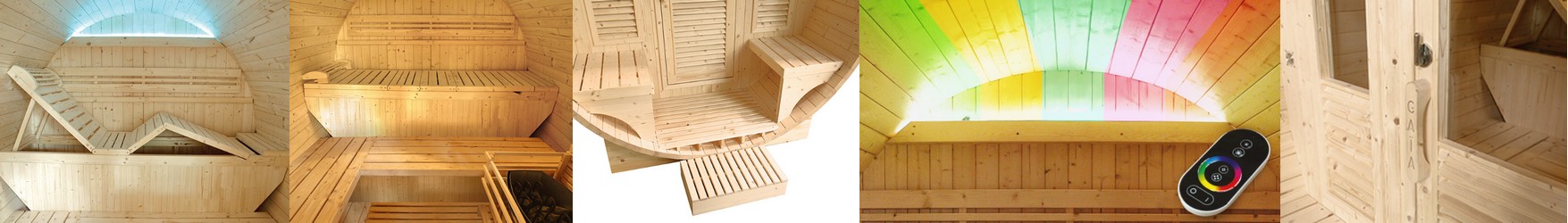 Saune Extérieur Gaïa Luna intérieur et terrasse